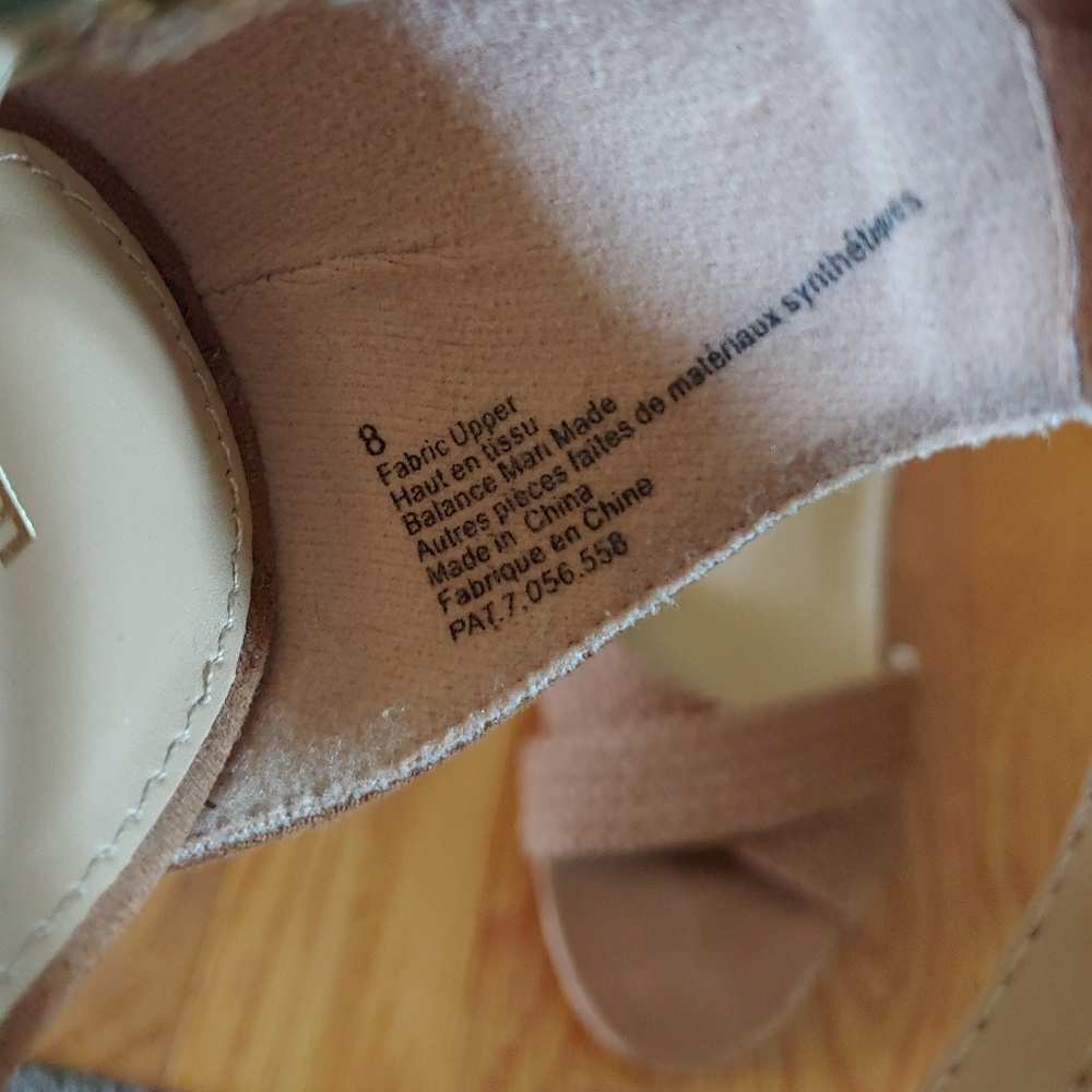 Express Criss Cross Braided Suede Ankle Strap Heels Camel Brown Size 8 - Picture 4 of 8